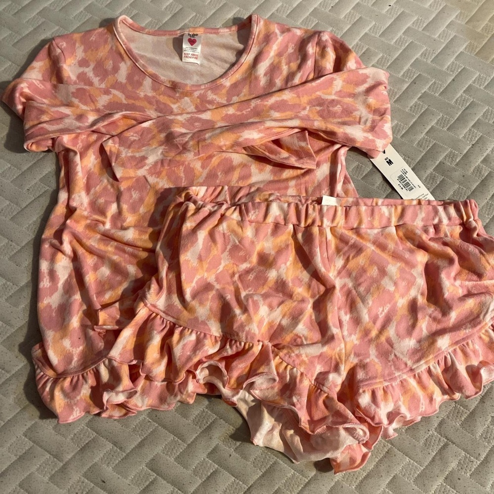 Sleep & Co Pink Leopard Print Complete Pajama Set Medium